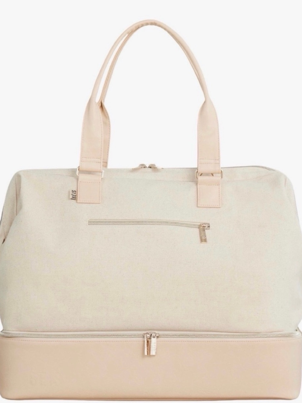 BEIS Cream & Pale Beige Two-Tone Travel Tote